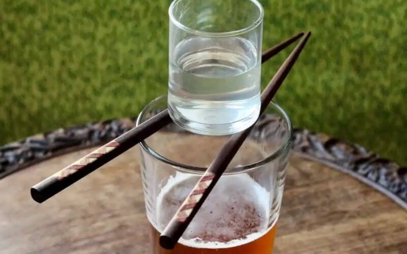 A glass of Sake Bomb Shot - Image by Vintage American Cocktails