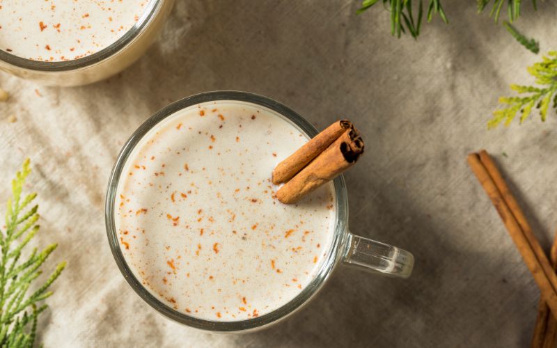 A mug of Coquito cocktail