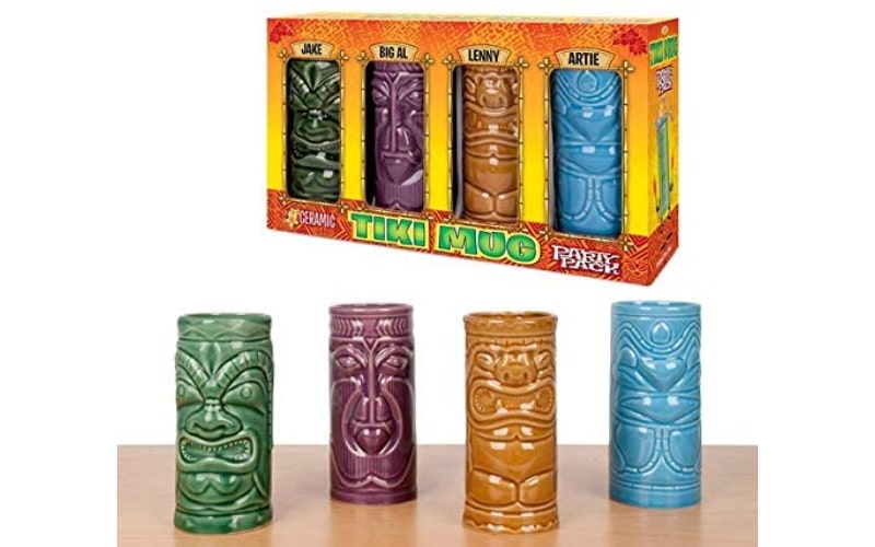 Accouterments 4-Tumbler Ceramic Hawaiian Luau Party Mugs