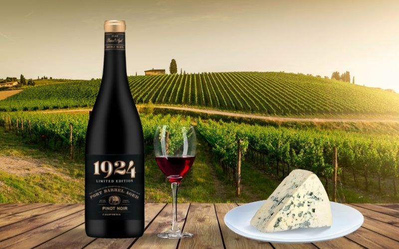 1924 Port Barrel Aged Pinot Noir 2020 and Blue Stilton