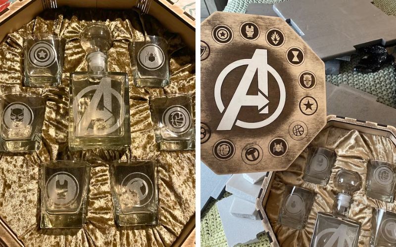 AliceWoodenCrafts Avengers Decanter and Glasses Set