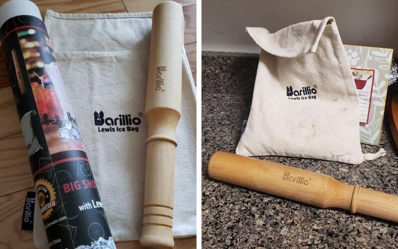 Barillio 2-in-1 Hard Maple Mallet & Muddler with Lewis Ice Bag