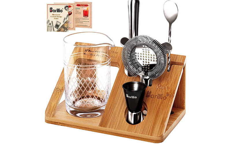 Barillio Mixing Glass Set with Bamboo Stand