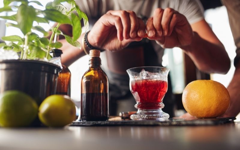Bartender Preparing Negroni Cocktail