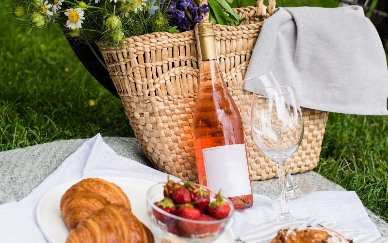 Beautiful Summer Picnic with Rose Wine