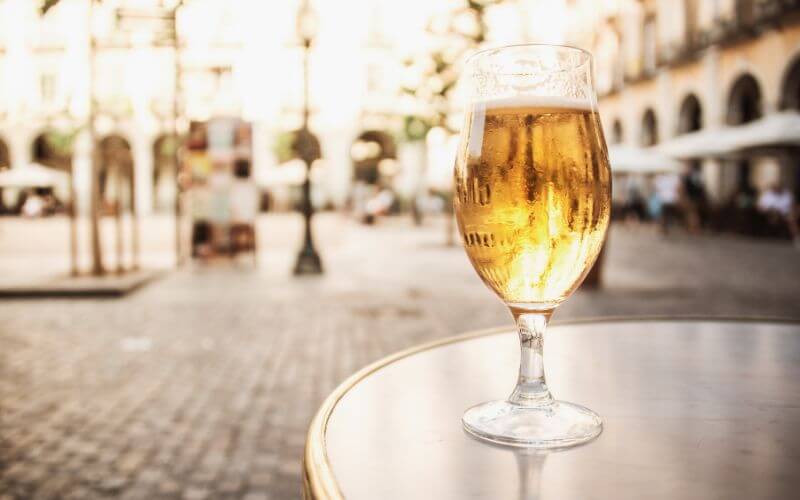 Beer in an outdoor bar terrace