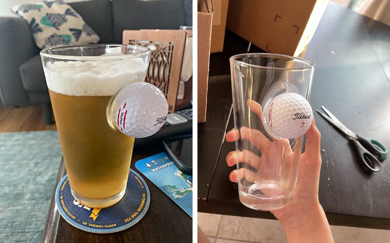 BenShot Pint Glass with Real Golf Ball