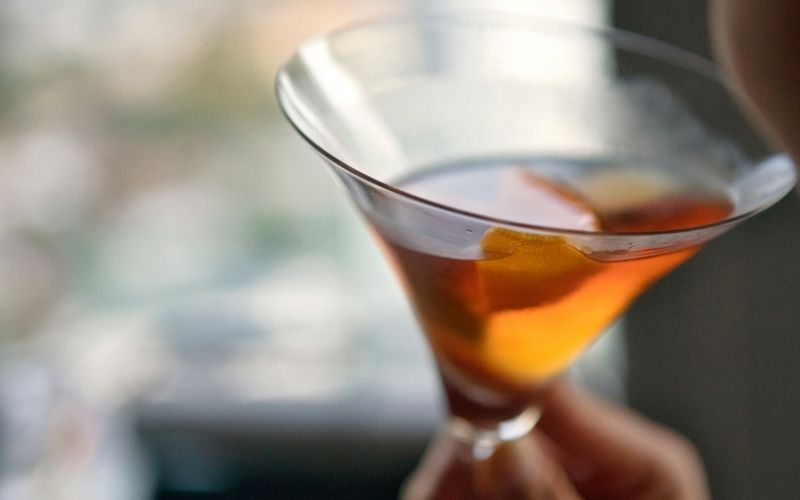 Bentley cocktail in a martini glass