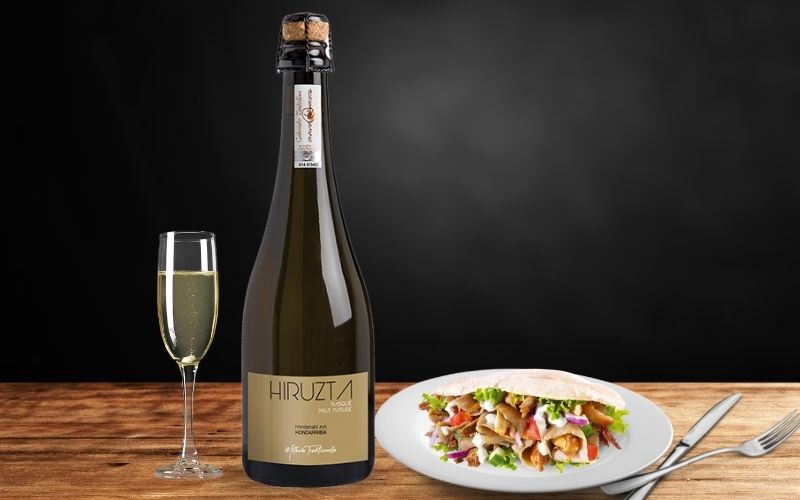 Hiruzta Txakoli Brut Nature 2016 and Fish Tacos