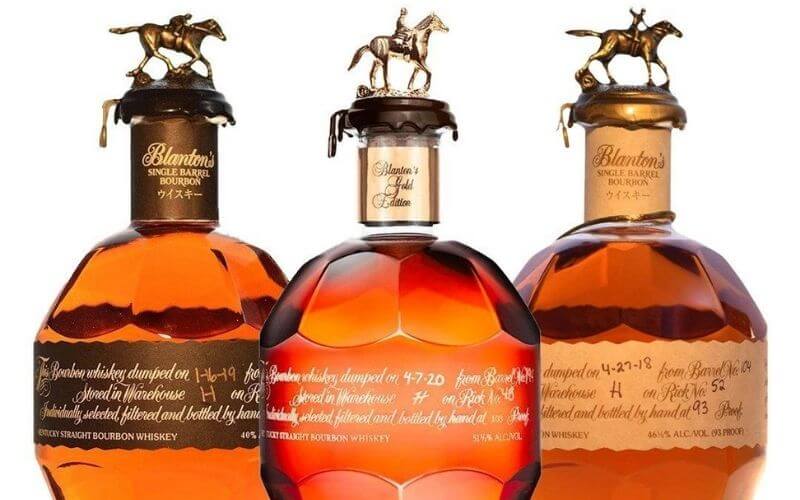 Blanton bourbon whiskey bottles