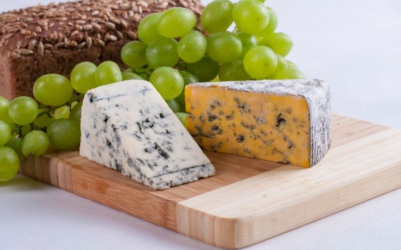Blue cheese on a wooden board