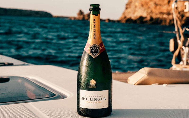 Bollinger Wine Bottle on Boat