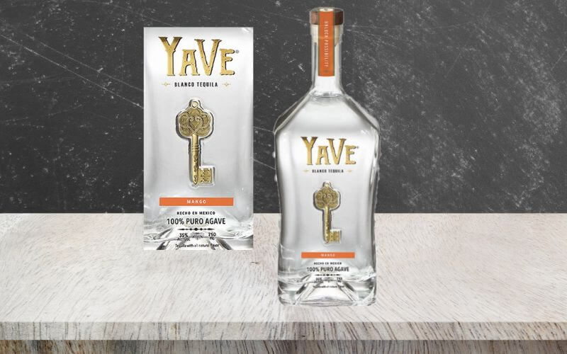 Bottle and label of YaVe Mango Blanco Tequila