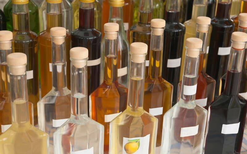 Bottles of liqueurs