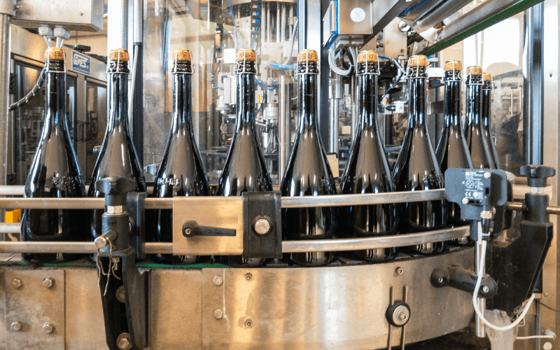 Bottling process of Prosecco