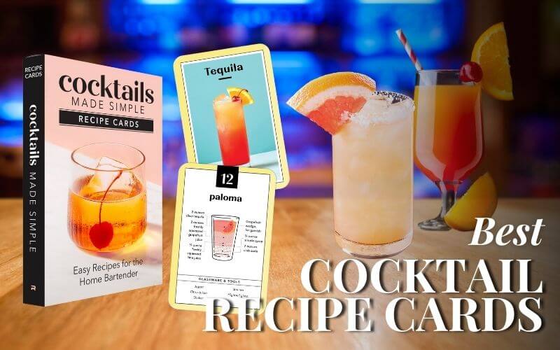 Box of recipe cards with cocktails