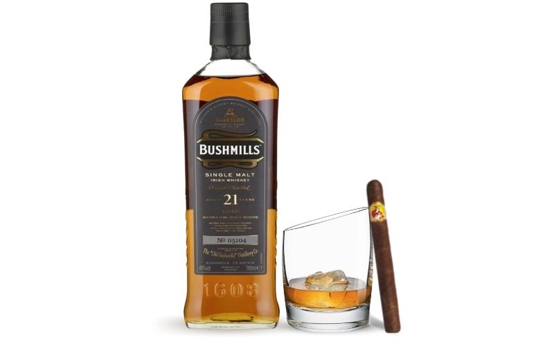 Bushmills 21 Year Single Malt Irish Whiskey & La Gloria Cubana Serie D N°5