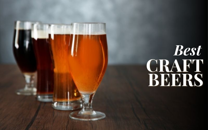 Craft beers in glasses