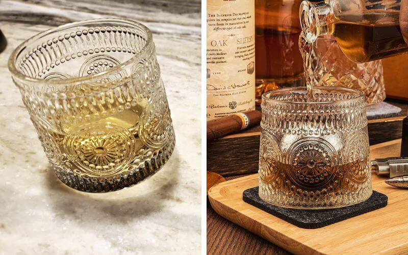 C CHATEAU TROUVAILLE Tilting Crystal Whiskey Glasses