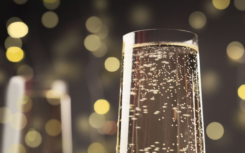 Champagne Bubbles Closeup, Festive Background