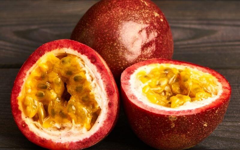 Close-up of halved passion fruit