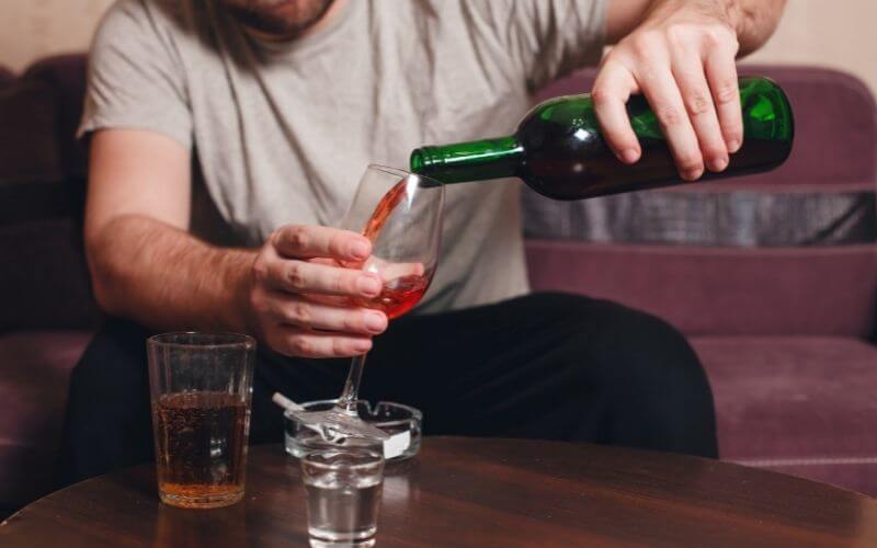 Pouring wine in a glass