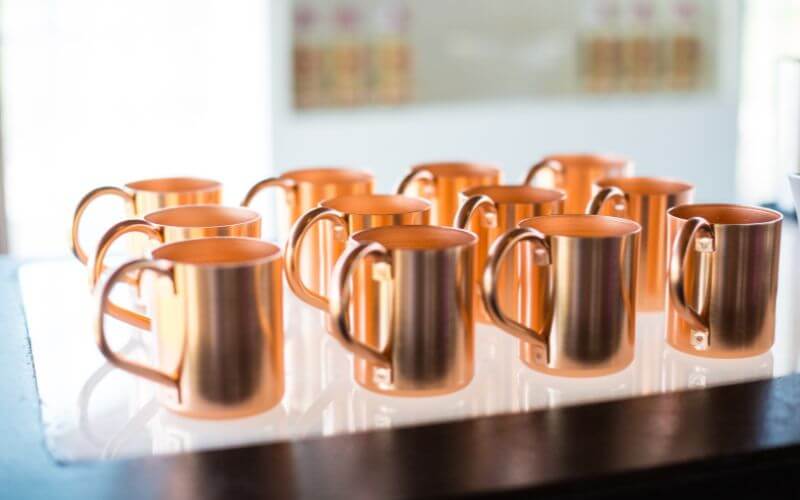 Copper mugs for coffee or moscow mules