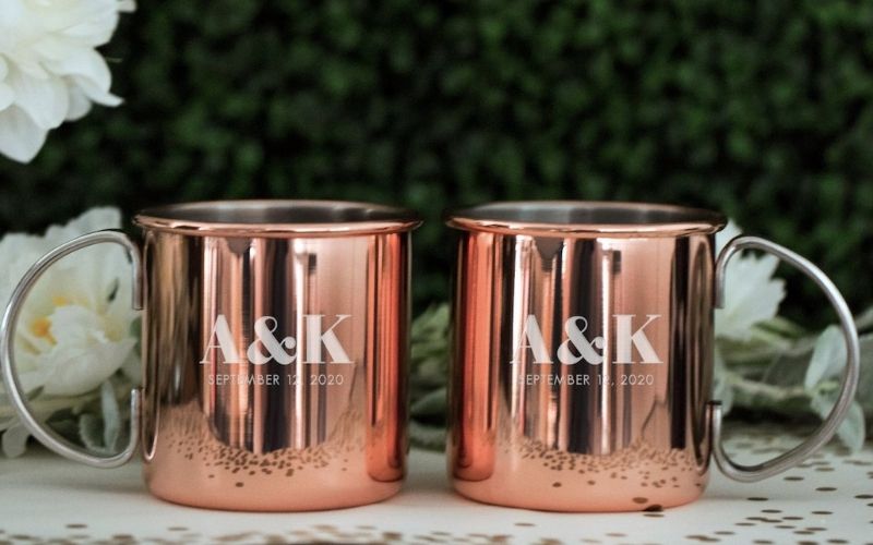 Couple Personalized Copper Mugs with Custom Dates - Image by happilyeveretched