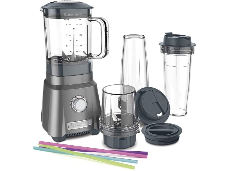 Cuisinart CPB-380 Hurricane Compact Juicing Blender, Containers, lids and straws