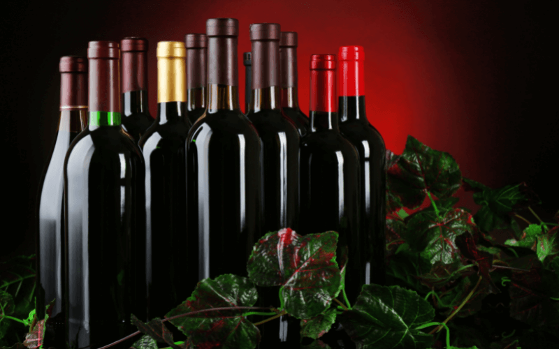 Differed red wine bottles