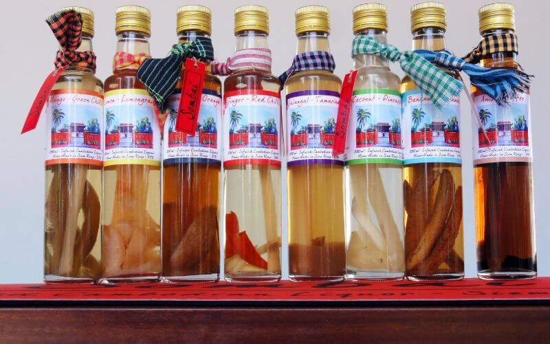 Different bottles of Sombai liqueur 