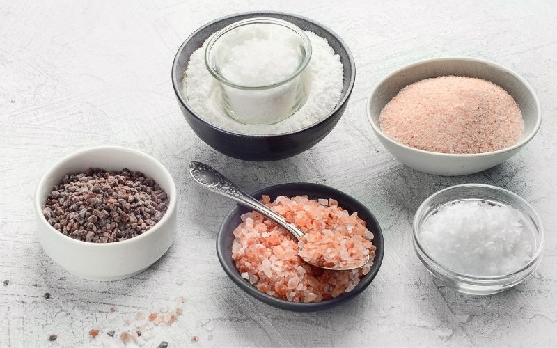 Different salts in bowls