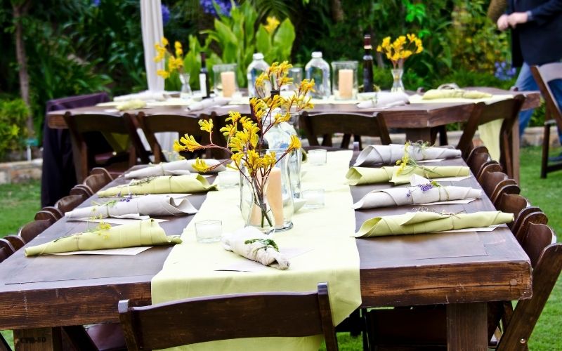 Dining table with decor theme and linens