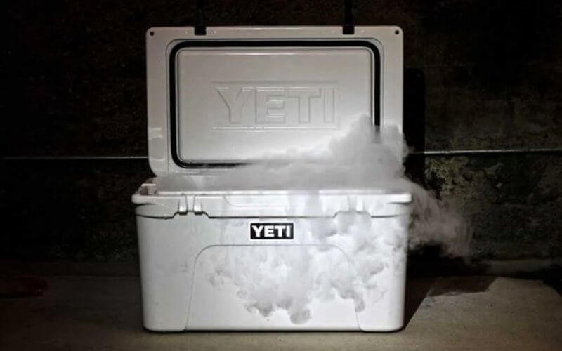 Dry ice in a YETI cooler