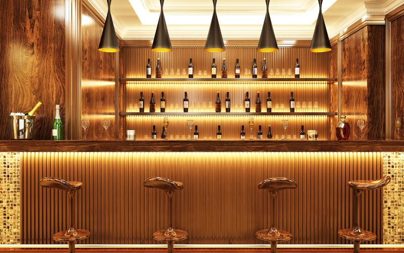 Elegant gold home bar