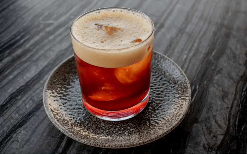 Exquisite traditional Spanish Carajillo drink, with coffee and liquor