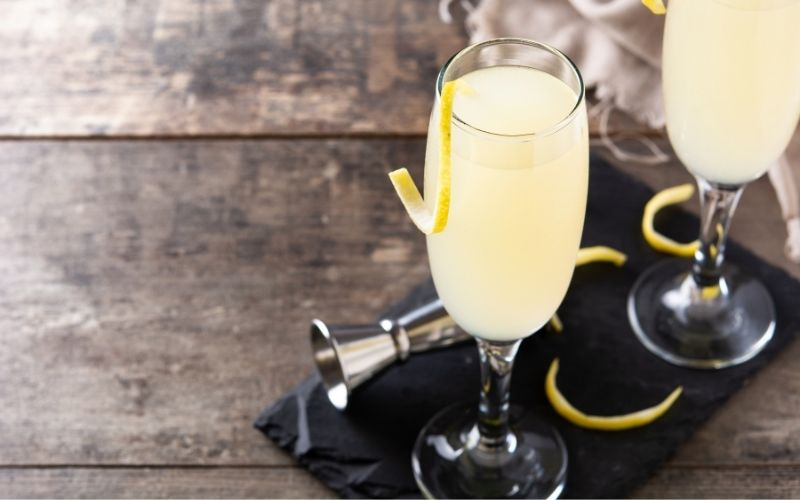 A glass of French 75 cocktail