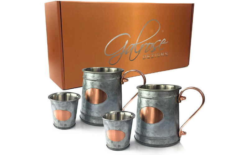 Galrose Galvanized Iron Beer Stein and Shot Glasses