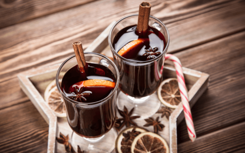 Glasses of Blackberry Cardamom Mulled Wine 