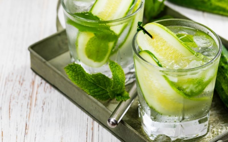 Glasses of Cucumber Mint Gin