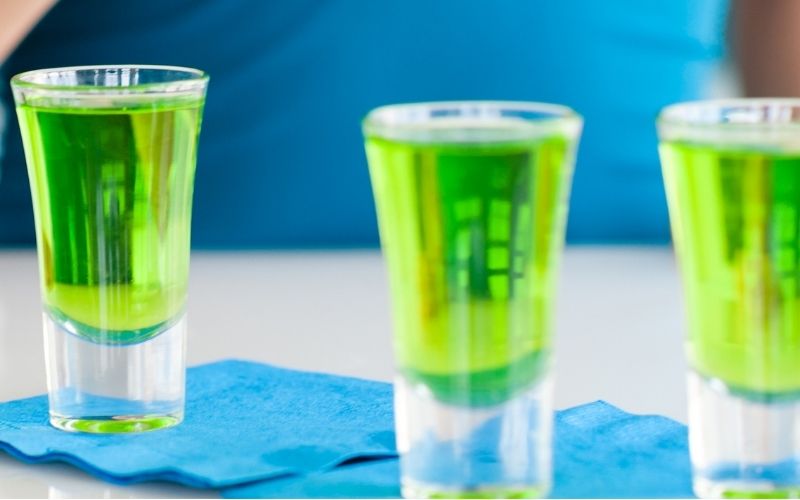 Glasses of Green Jello Shots