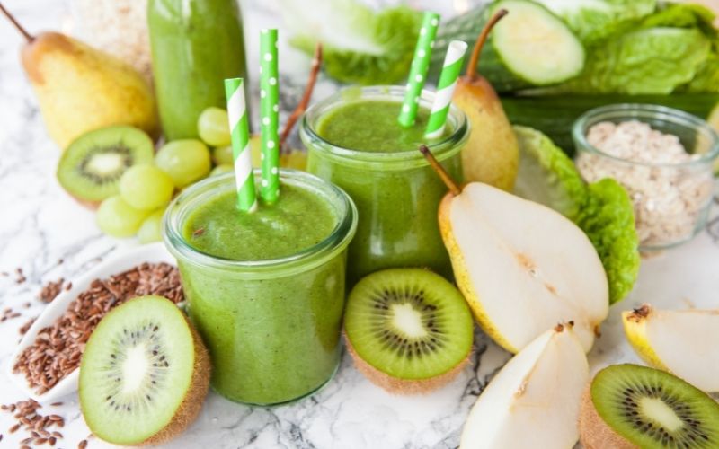 Glasses of Green Pear Smoothie