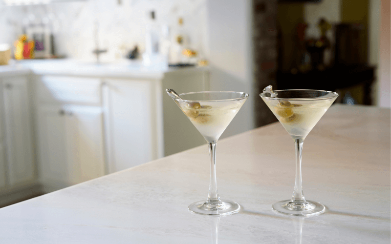 Glasses of Mezcal Dirty Martini