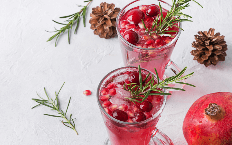 Glasses of Pomegranate Elderflower Spritzer