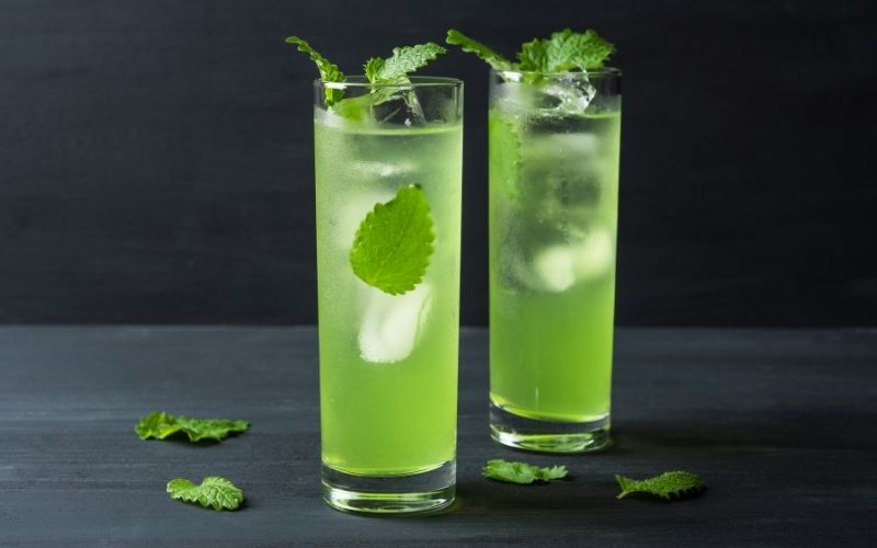 Glasses of Sparkling Green Sangria