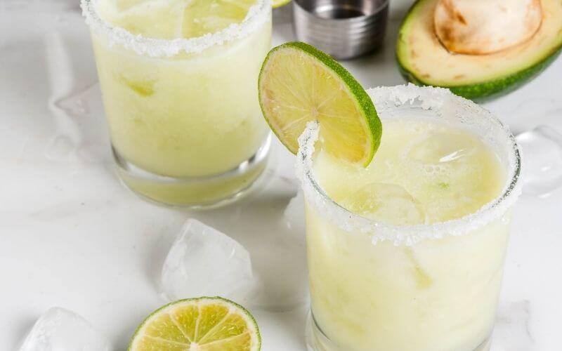 Glasses of Spicy Mint Avocado Margarita