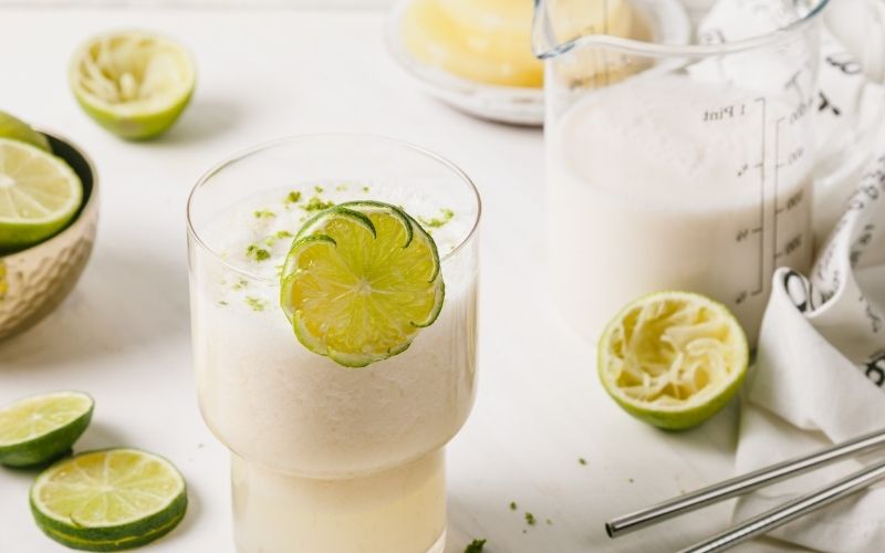 Glasses of Spiked Coconut Limeade