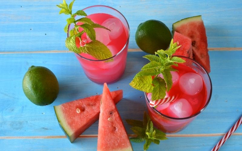 Glasses of Watermelon Mojito