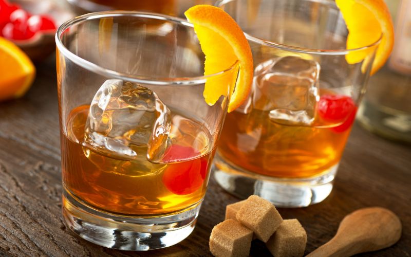 Glasses of Winter Spiced Old Fashioned