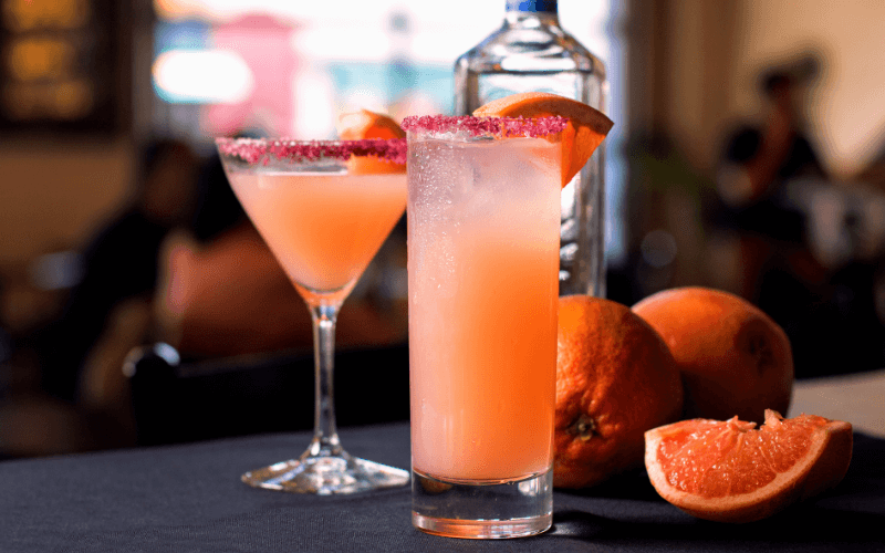 Glasses of grapefruit margarita